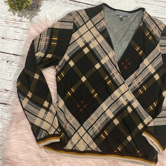 Anthropologie Conditions Apply Brown Plaid Wrap Suzette Top - Picture 4 of 10